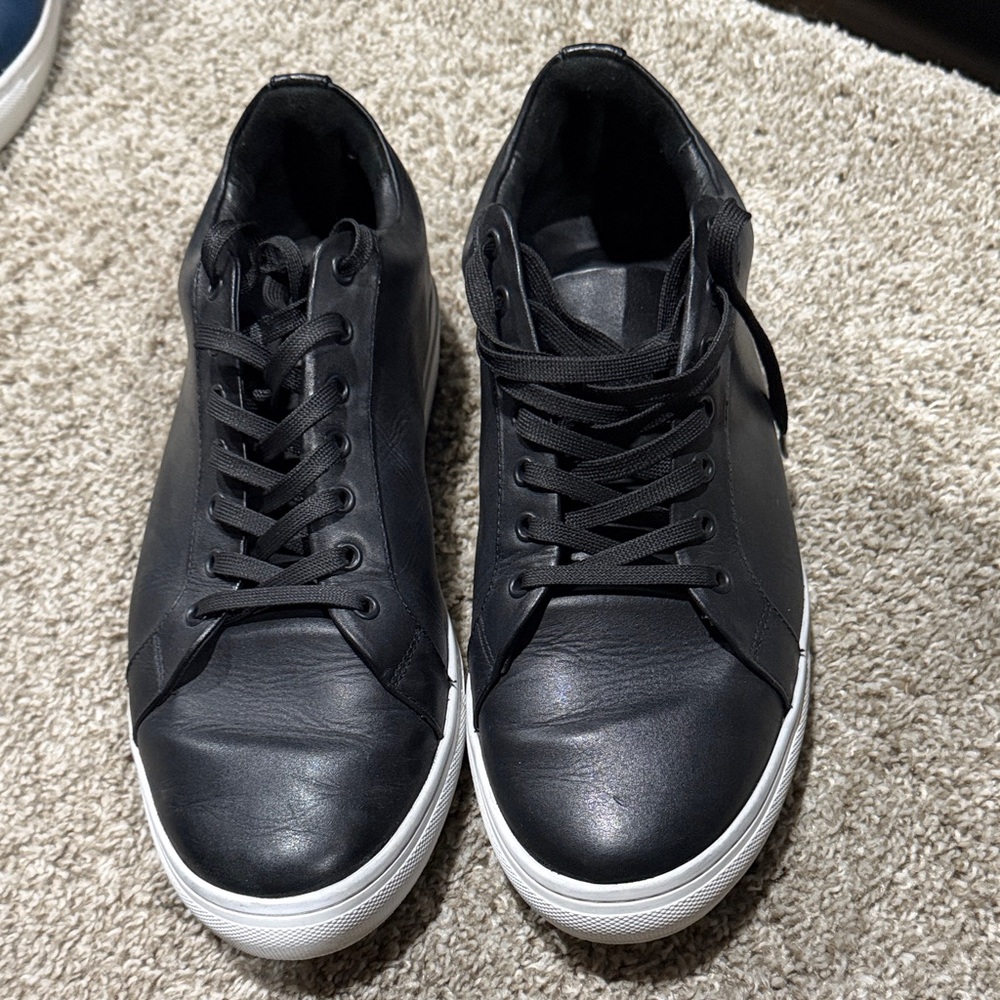 Thursday Boot Company Black Leather Sneakers with White Sole